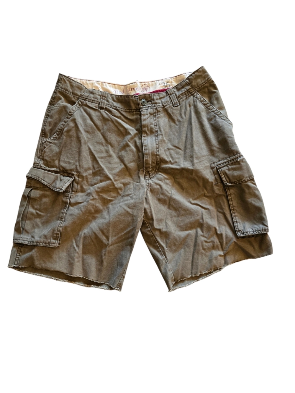 Red Camel Vintage Men's Olive Cargo Shorts - Casual Pocket Utility Size 36